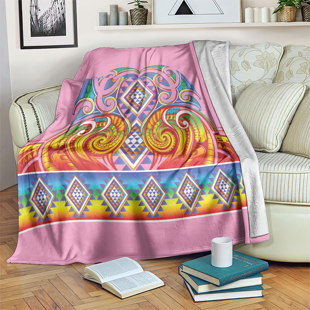 Rainbow Ngaru Taniko With Aotearoa Maori Tattoo Blanket