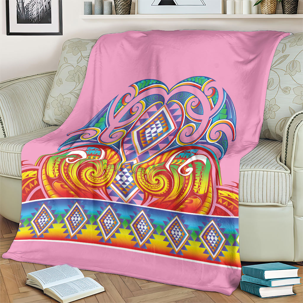 Rainbow Ngaru Taniko With Aotearoa Maori Tattoo Blanket