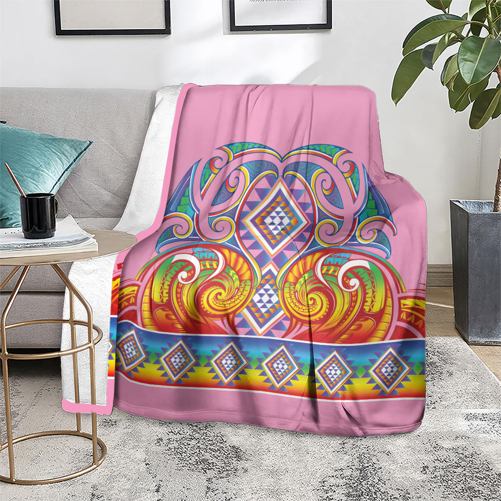 Rainbow Ngaru Taniko With Aotearoa Maori Tattoo Blanket