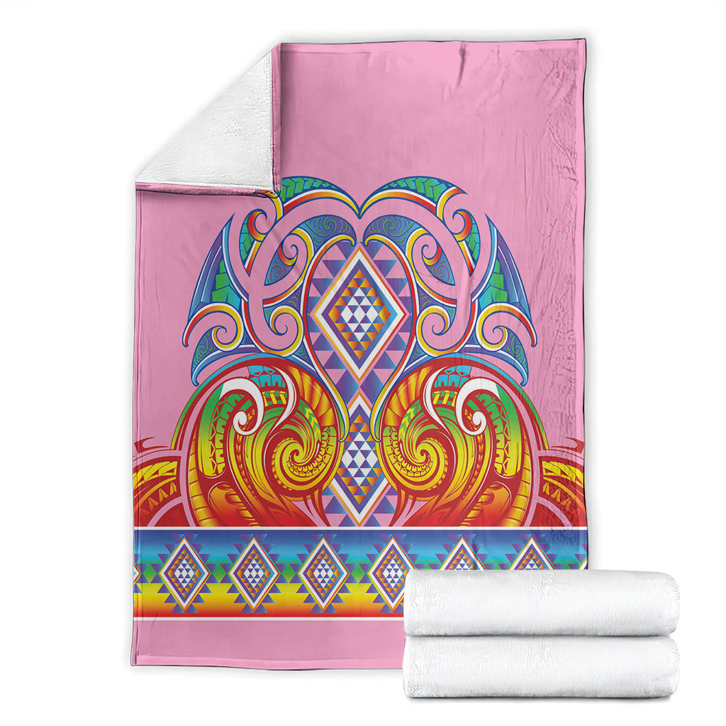Rainbow Ngaru Taniko With Aotearoa Maori Tattoo Blanket