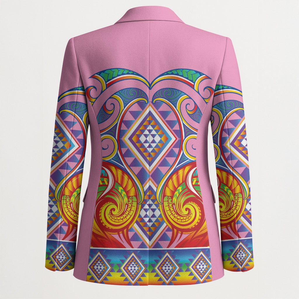 Rainbow Ngaru Taniko With Aotearoa Maori Tattoo Blazer