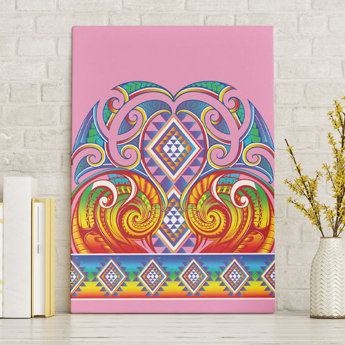 Rainbow Ngaru Taniko With Aotearoa Maori Tattoo Canvas Wall Art
