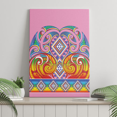 Rainbow Ngaru Taniko With Aotearoa Maori Tattoo Canvas Wall Art
