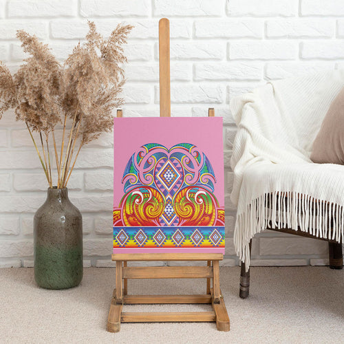 Rainbow Ngaru Taniko With Aotearoa Maori Tattoo Canvas Wall Art
