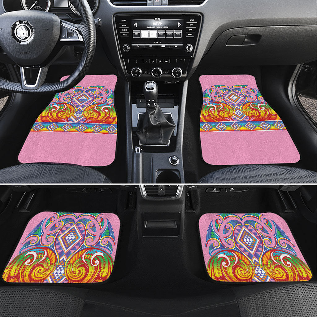 Rainbow Ngaru Taniko With Aotearoa Maori Tattoo Car Mats