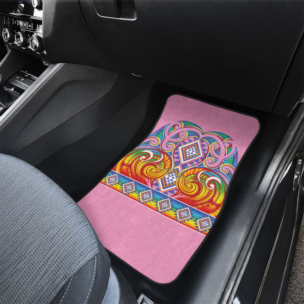 Rainbow Ngaru Taniko With Aotearoa Maori Tattoo Car Mats