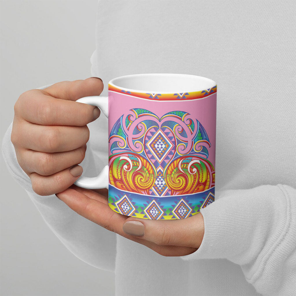 Rainbow Ngaru Taniko With Aotearoa Maori Tattoo Ceramic Mug