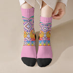 Rainbow Ngaru Taniko With Aotearoa Maori Tattoo Crew Socks