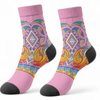 Rainbow Ngaru Taniko With Aotearoa Maori Tattoo Crew Socks