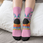 Rainbow Ngaru Taniko With Aotearoa Maori Tattoo Crew Socks