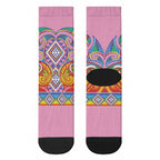 Rainbow Ngaru Taniko With Aotearoa Maori Tattoo Crew Socks