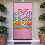 Rainbow Ngaru Taniko With Aotearoa Maori Tattoo Door Cover