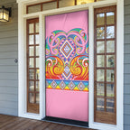 Rainbow Ngaru Taniko With Aotearoa Maori Tattoo Door Cover