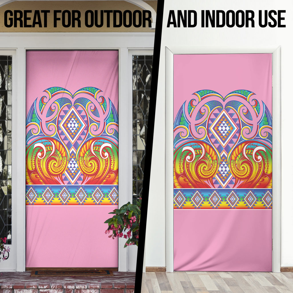 Rainbow Ngaru Taniko With Aotearoa Maori Tattoo Door Cover