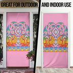 Rainbow Ngaru Taniko With Aotearoa Maori Tattoo Door Cover