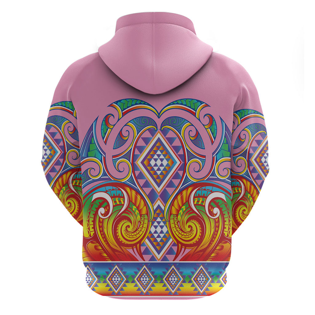 Rainbow Ngaru Taniko With Aotearoa Maori Tattoo Hoodie