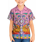 Rainbow Ngaru Taniko With Aotearoa Maori Tattoo Kid Hawaiian Shirt