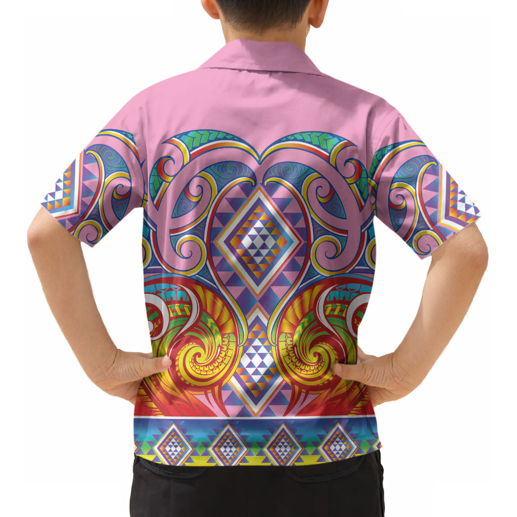 Rainbow Ngaru Taniko With Aotearoa Maori Tattoo Kid Hawaiian Shirt