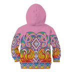 Rainbow Ngaru Taniko With Aotearoa Maori Tattoo Kid Hoodie