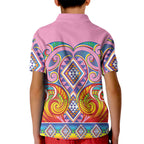 Rainbow Ngaru Taniko With Aotearoa Maori Tattoo Kid Polo Shirt