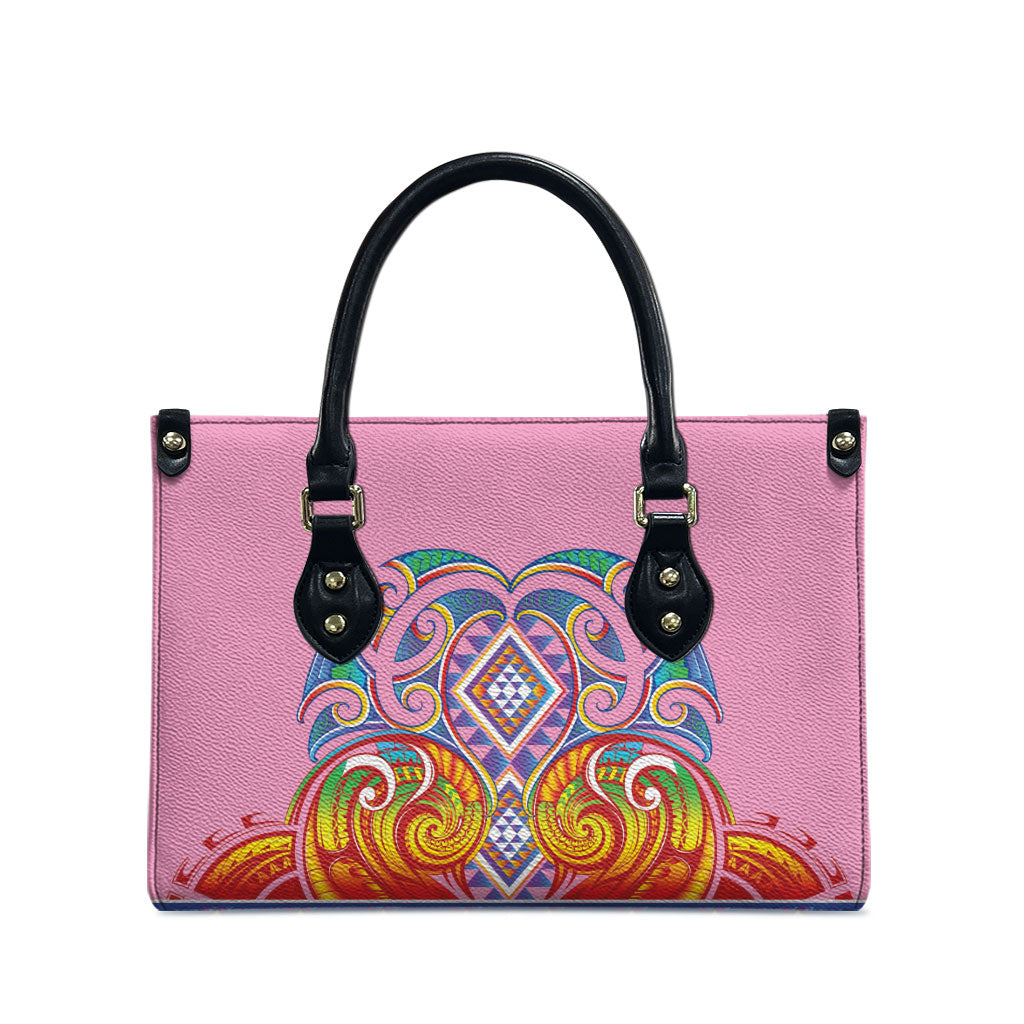 Rainbow Ngaru Taniko With Aotearoa Maori Tattoo Leather Bag