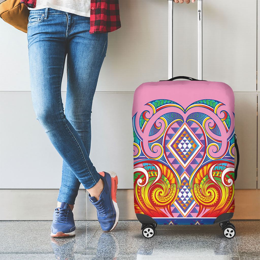 Rainbow Ngaru Taniko With Aotearoa Maori Tattoo Luggage Cover