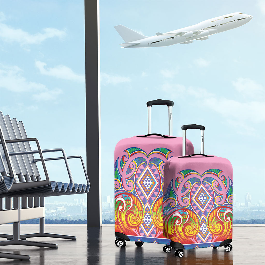 Rainbow Ngaru Taniko With Aotearoa Maori Tattoo Luggage Cover