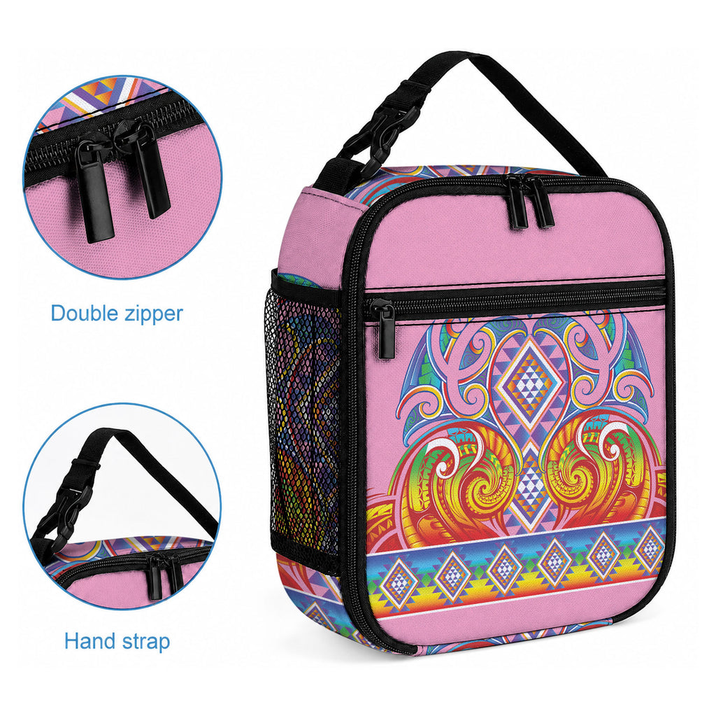 Rainbow Ngaru Taniko With Aotearoa Maori Tattoo Lunch Bag