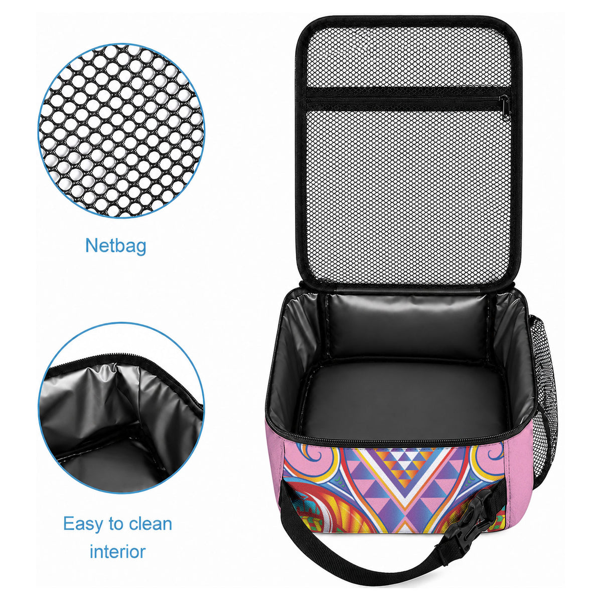 Rainbow Ngaru Taniko With Aotearoa Maori Tattoo Lunch Bag