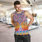 Rainbow Ngaru Taniko With Aotearoa Maori Tattoo Men Tank Top
