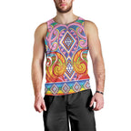 Rainbow Ngaru Taniko With Aotearoa Maori Tattoo Men Tank Top