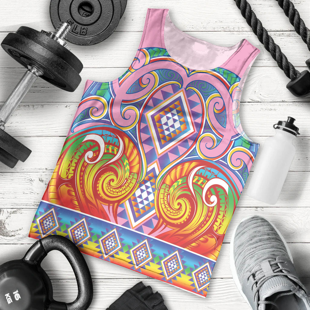 Rainbow Ngaru Taniko With Aotearoa Maori Tattoo Men Tank Top