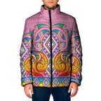 Rainbow Ngaru Taniko With Aotearoa Maori Tattoo Padded Jacket