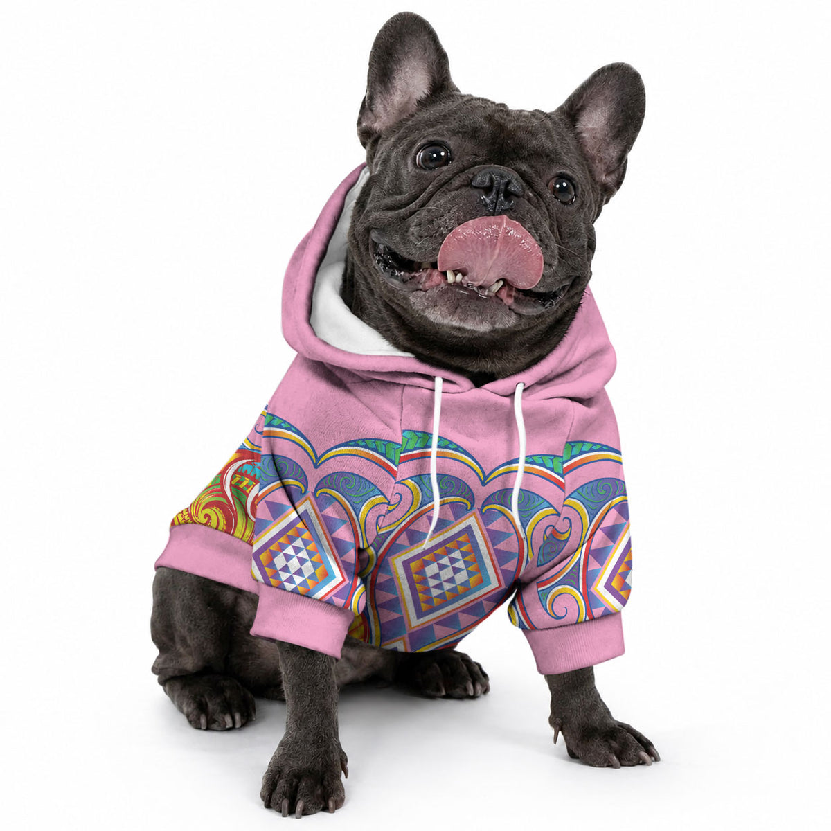 Rainbow Ngaru Taniko With Aotearoa Maori Tattoo Pet Hoodie