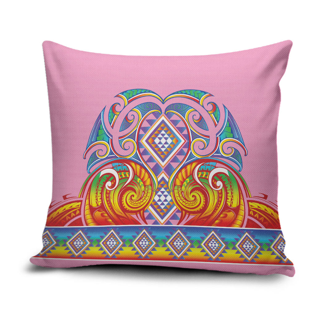 Rainbow Ngaru Taniko With Aotearoa Maori Tattoo Pillow Cover