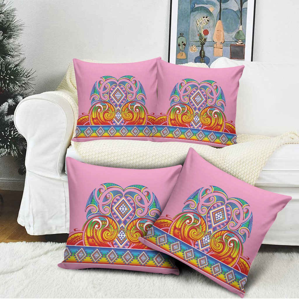 Rainbow Ngaru Taniko With Aotearoa Maori Tattoo Pillow Cover