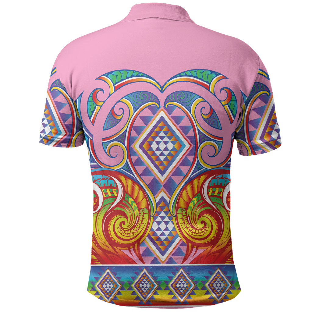 Rainbow Ngaru Taniko With Aotearoa Maori Tattoo Polo Shirt