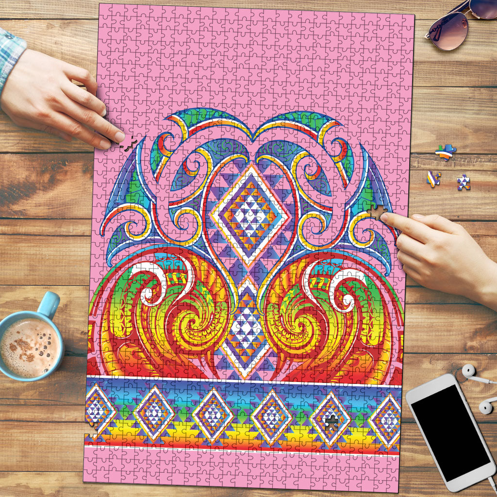 Rainbow Ngaru Taniko With Aotearoa Maori Tattoo Puzzle