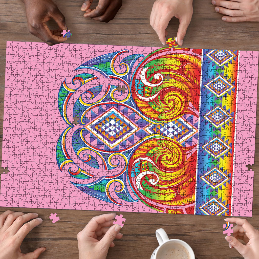Rainbow Ngaru Taniko With Aotearoa Maori Tattoo Puzzle