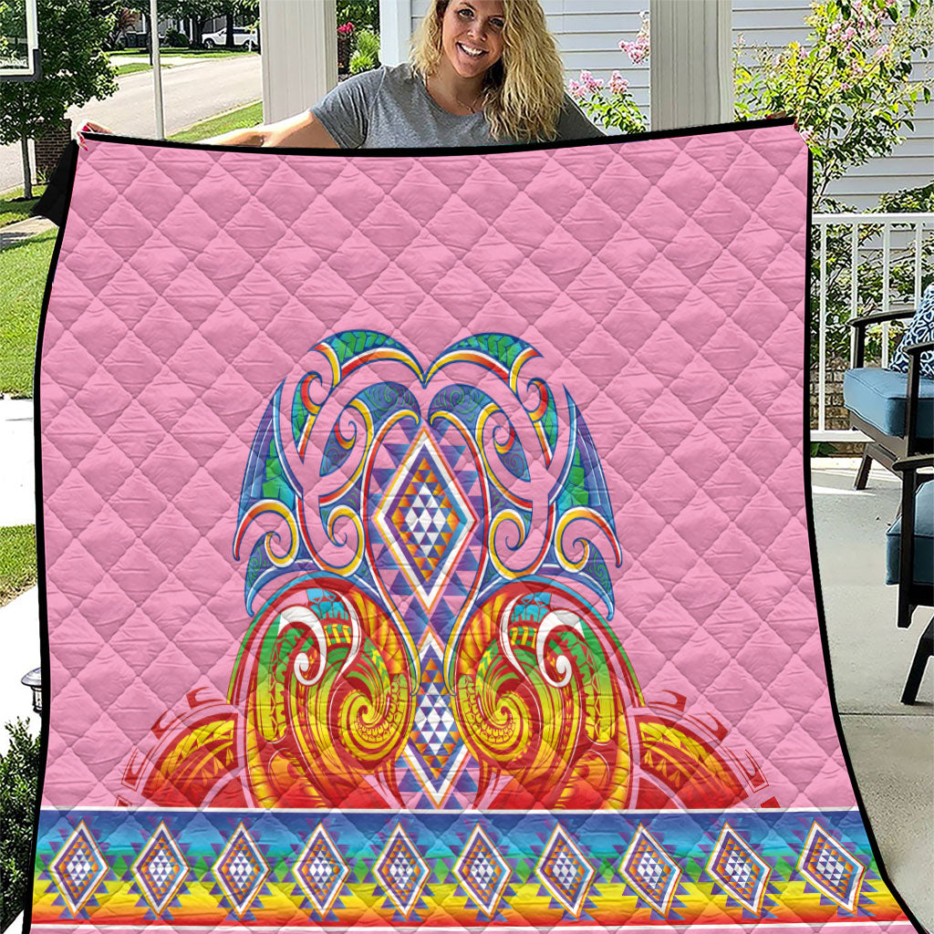 Rainbow Ngaru Taniko With Aotearoa Maori Tattoo Quilt