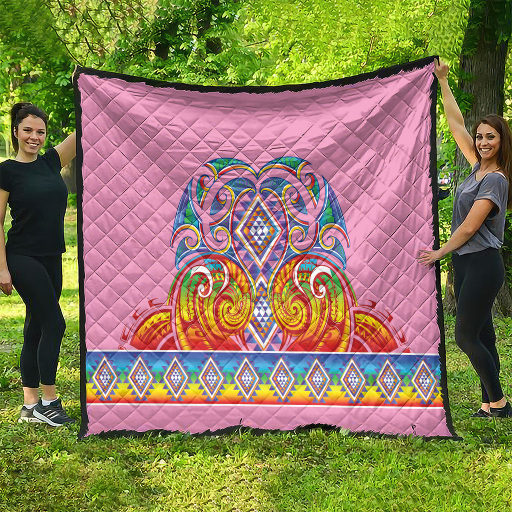 Rainbow Ngaru Taniko With Aotearoa Maori Tattoo Quilt