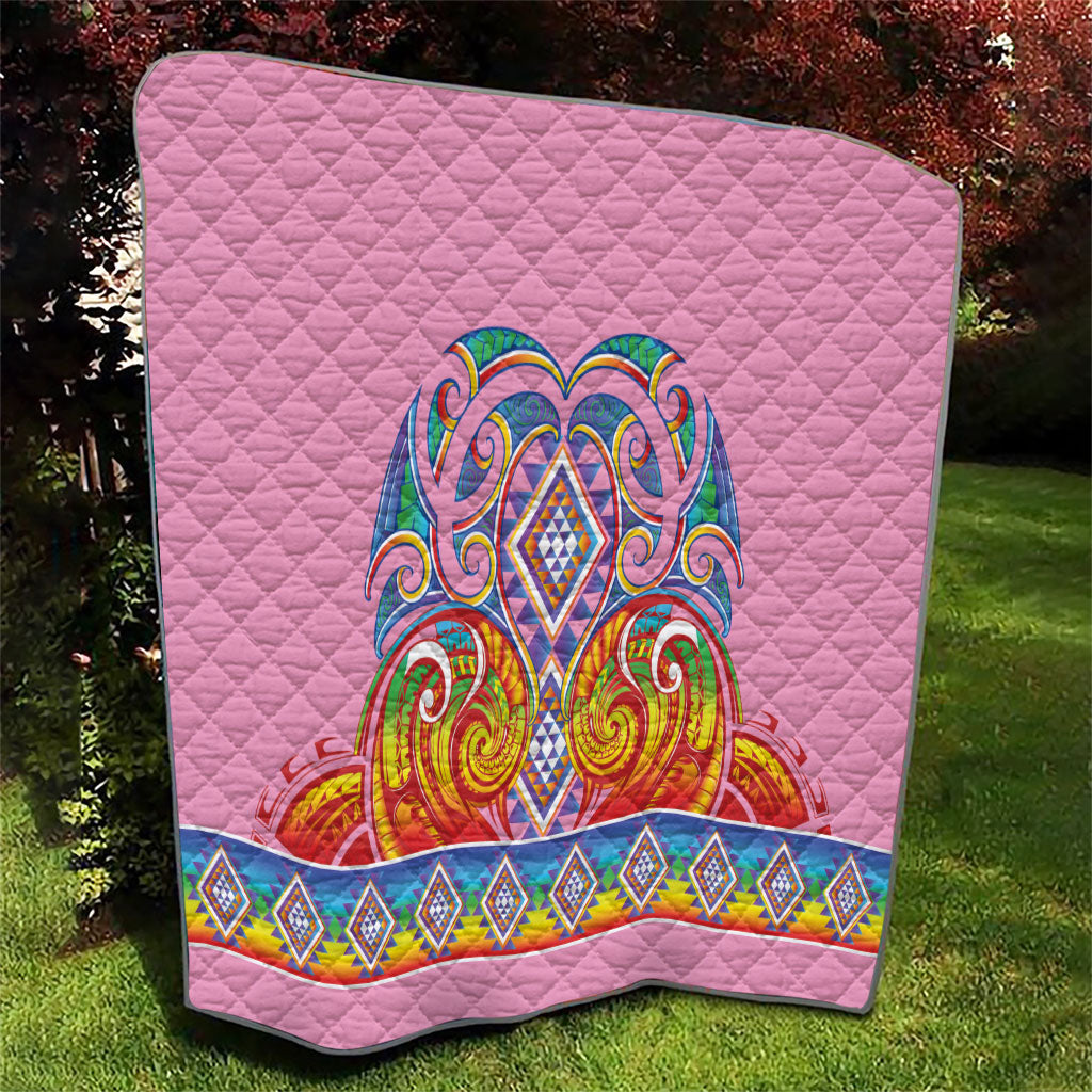 Rainbow Ngaru Taniko With Aotearoa Maori Tattoo Quilt
