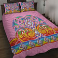 Rainbow Ngaru Taniko With Aotearoa Maori Tattoo Quilt Bed Set