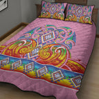 Rainbow Ngaru Taniko With Aotearoa Maori Tattoo Quilt Bed Set