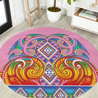Rainbow Ngaru Taniko With Aotearoa Maori Tattoo Round Carpet