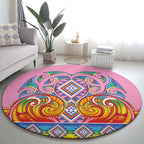 Rainbow Ngaru Taniko With Aotearoa Maori Tattoo Round Carpet