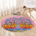 Rainbow Ngaru Taniko With Aotearoa Maori Tattoo Round Carpet