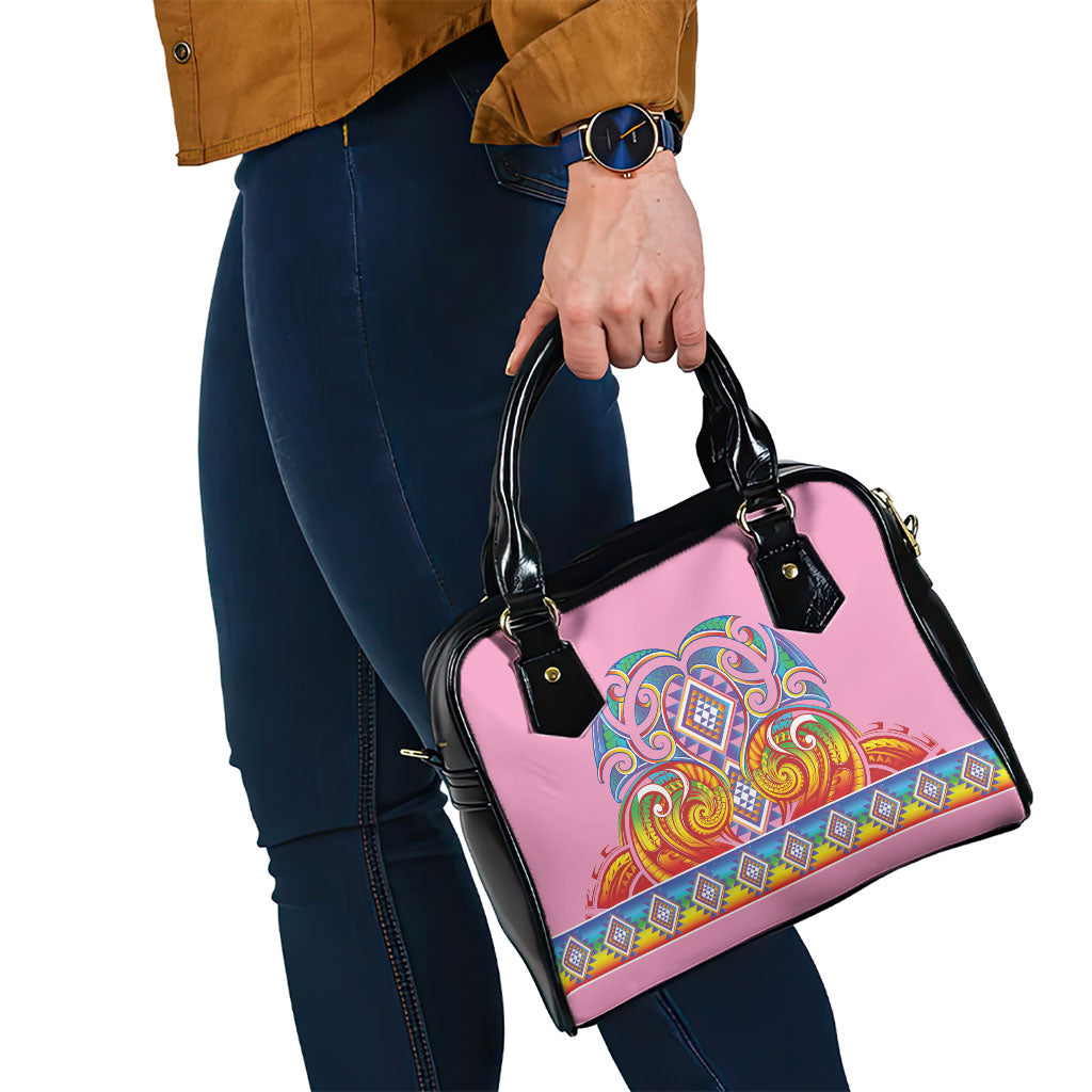 Rainbow Ngaru Taniko With Aotearoa Maori Tattoo Shoulder Handbag