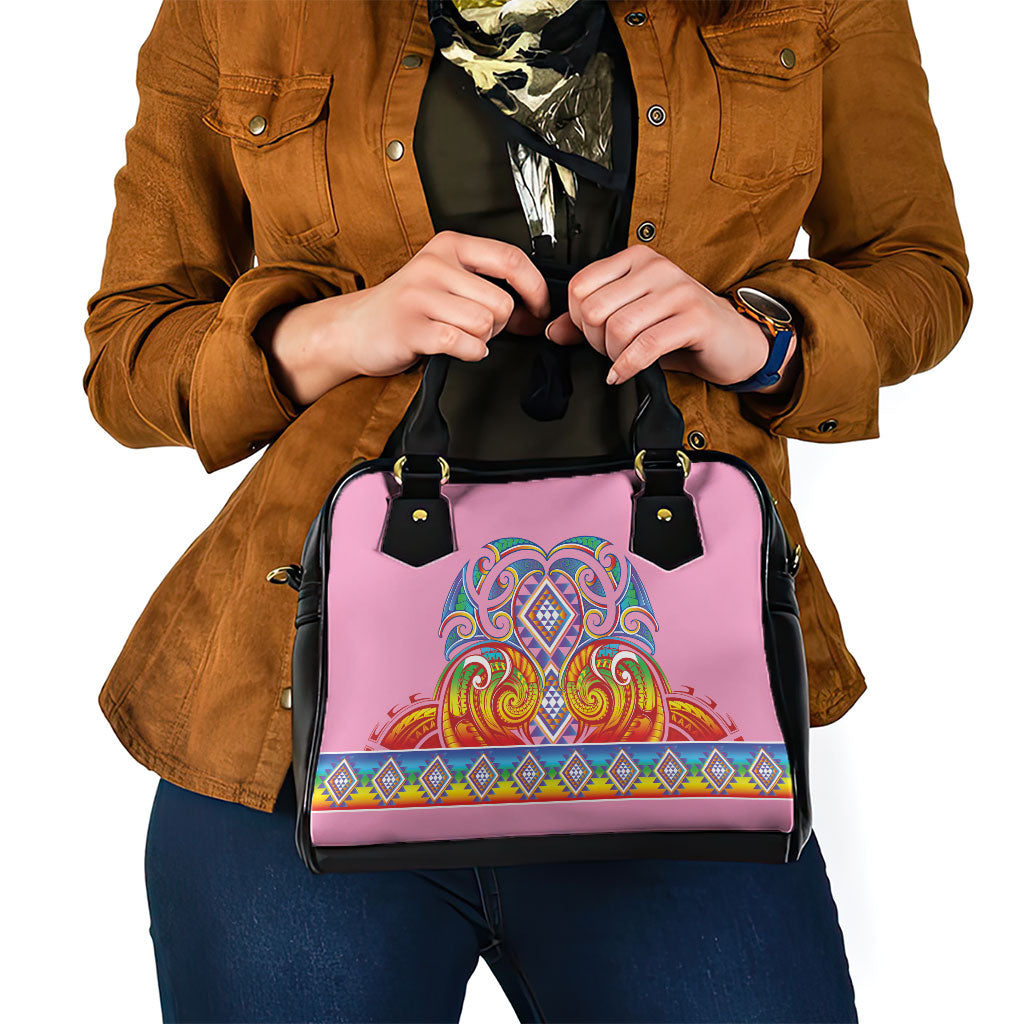 Rainbow Ngaru Taniko With Aotearoa Maori Tattoo Shoulder Handbag