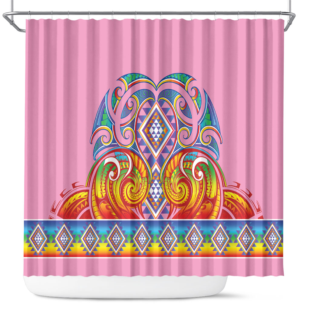 Rainbow Ngaru Taniko With Aotearoa Maori Tattoo Shower Curtain